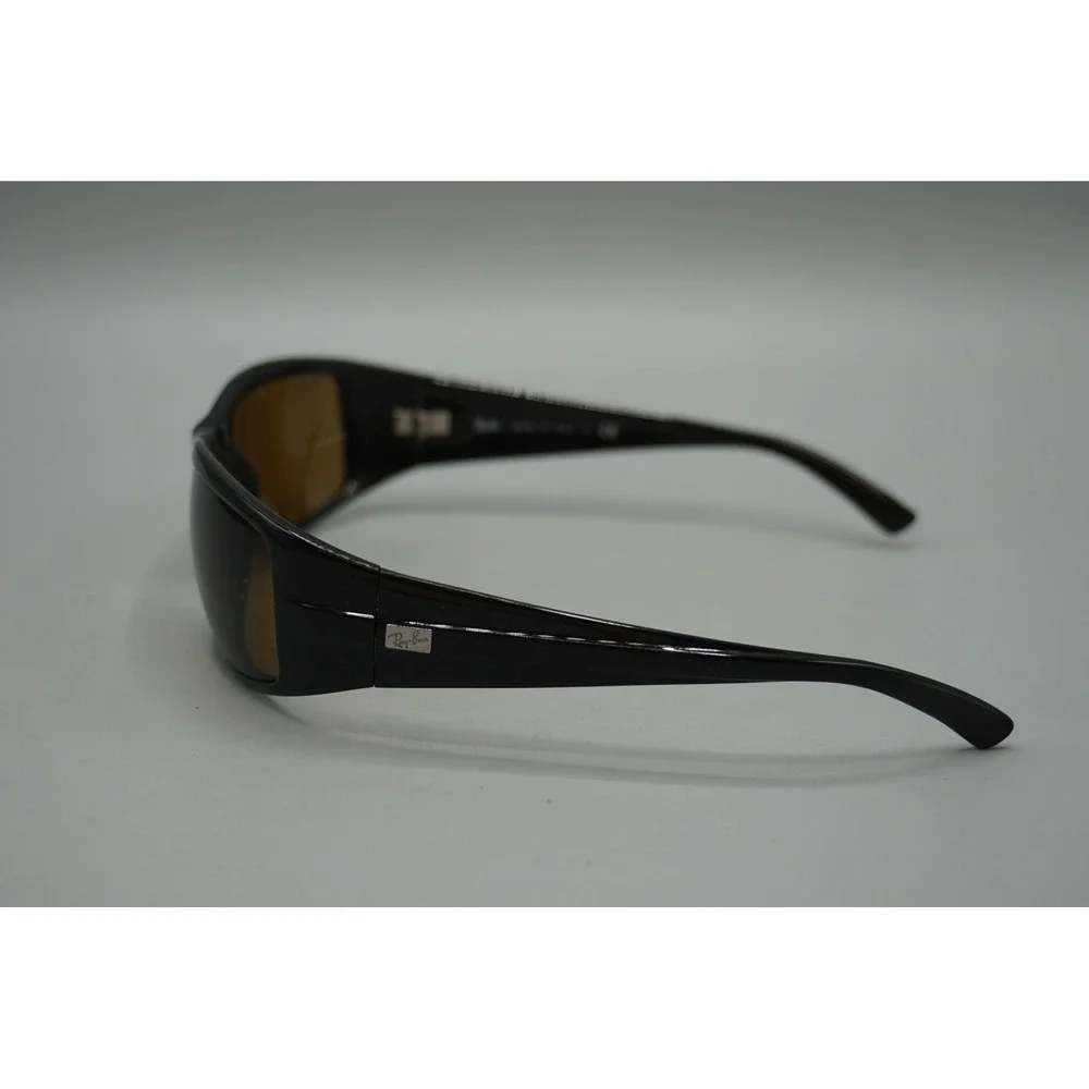 Ray-Ban RB 4057 601 3N Black Wrap Sunglasses Brown Lens Made in Italy Mens